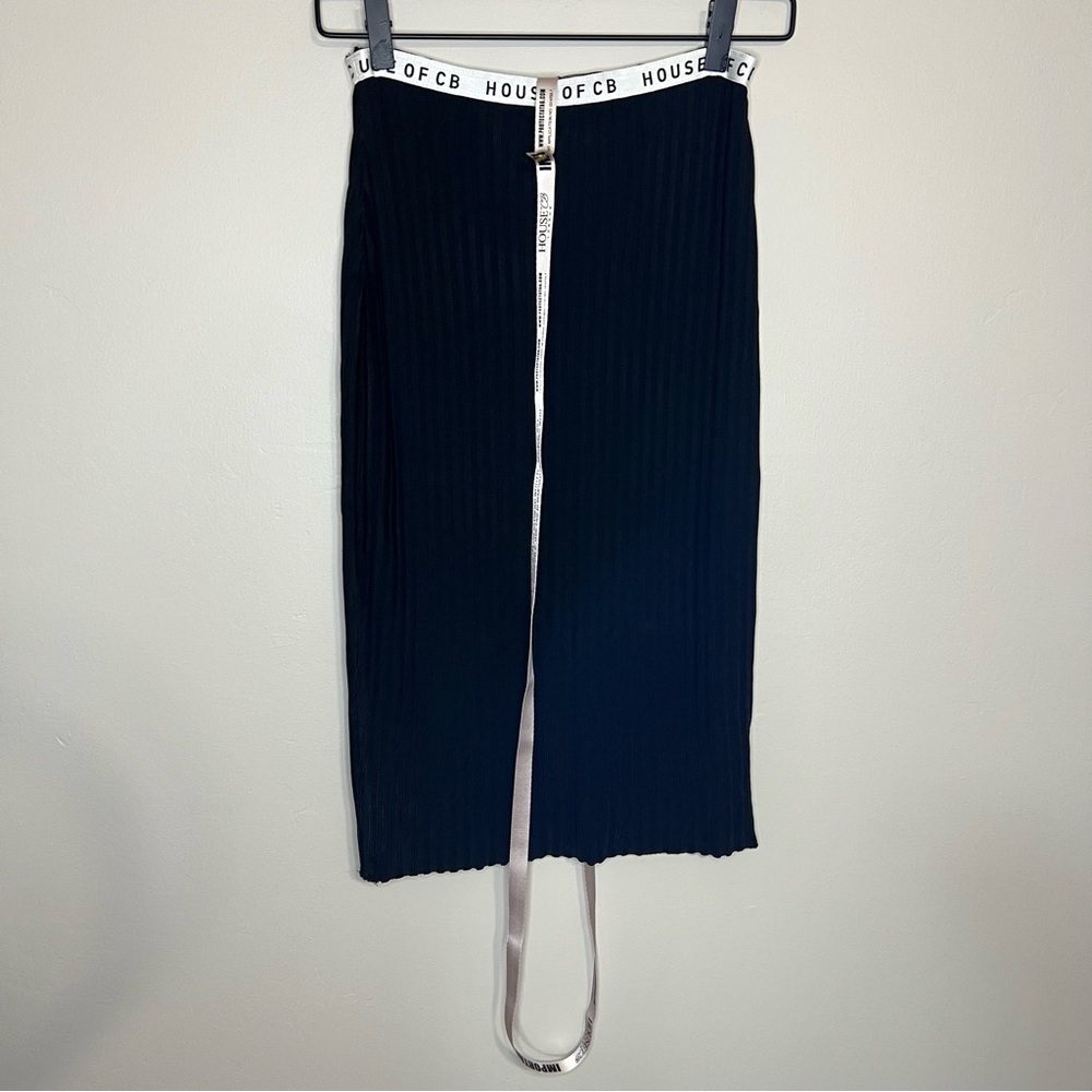 NWT House of CB Mathilde Black Ribbed Midi Skirt size medium - Picture 3 of 6